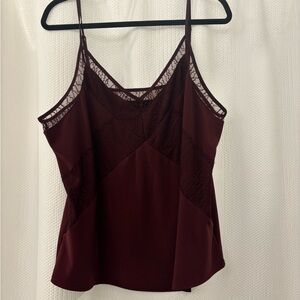 White House Black Market Maroon Lace Cami Top
